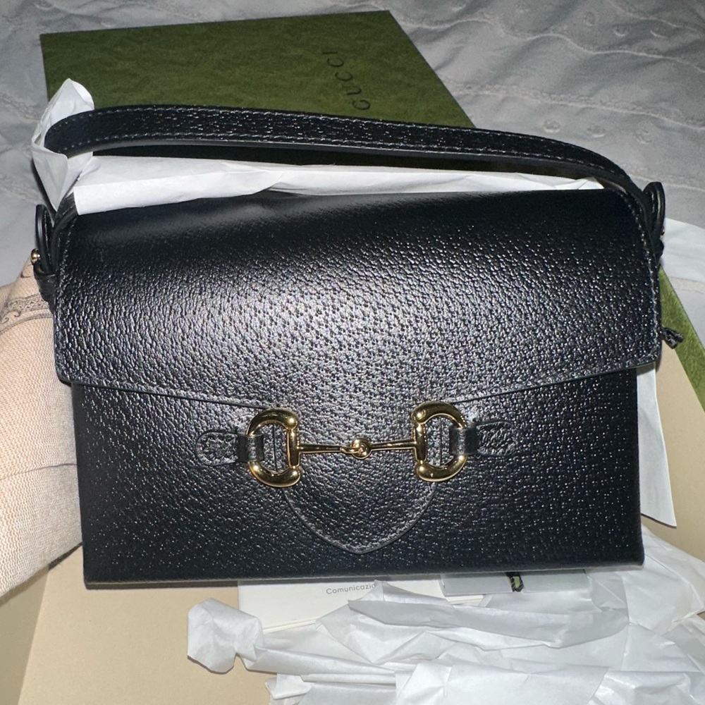 Gucci Black Horsebit Leather shoulder bag/ crossbody